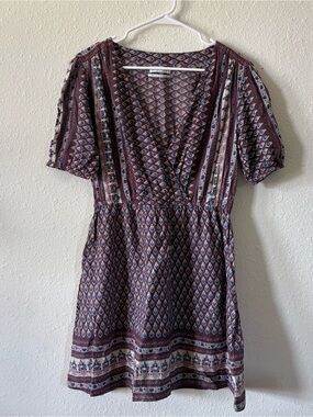 urban outfitters patterned short sleeve wrap dress